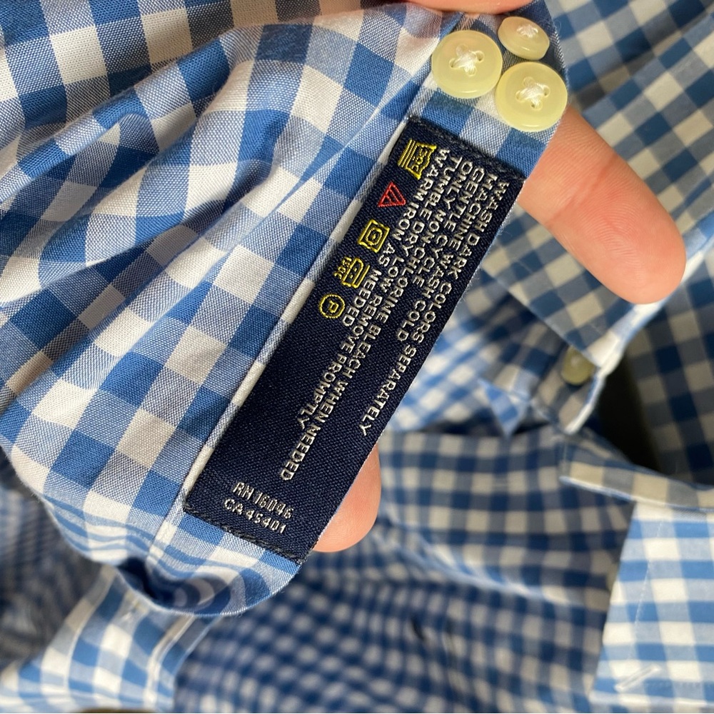 Nautica men’s Blue and White Gingham Casual dress button down classic fit Shirt - Picture 6 of 6